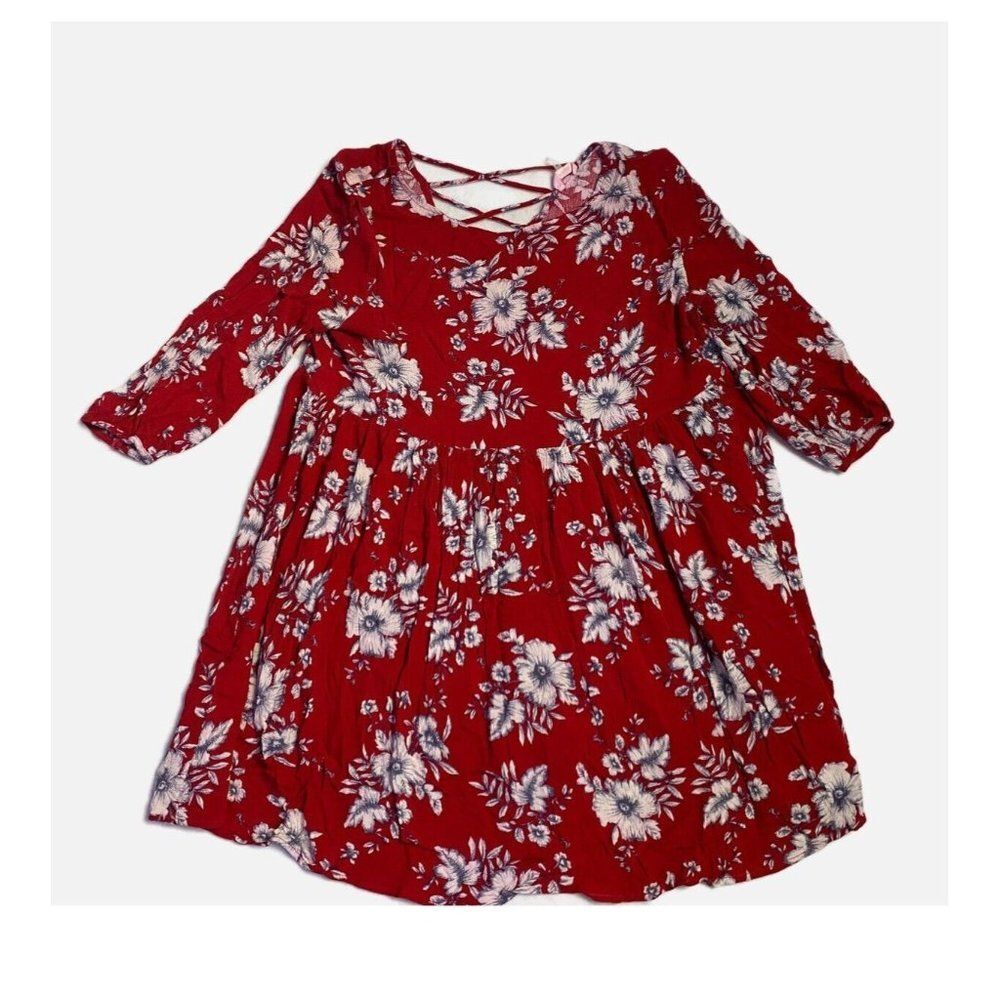 Soprano flowy red floral blouse size medium rayon Flower Top Size M
